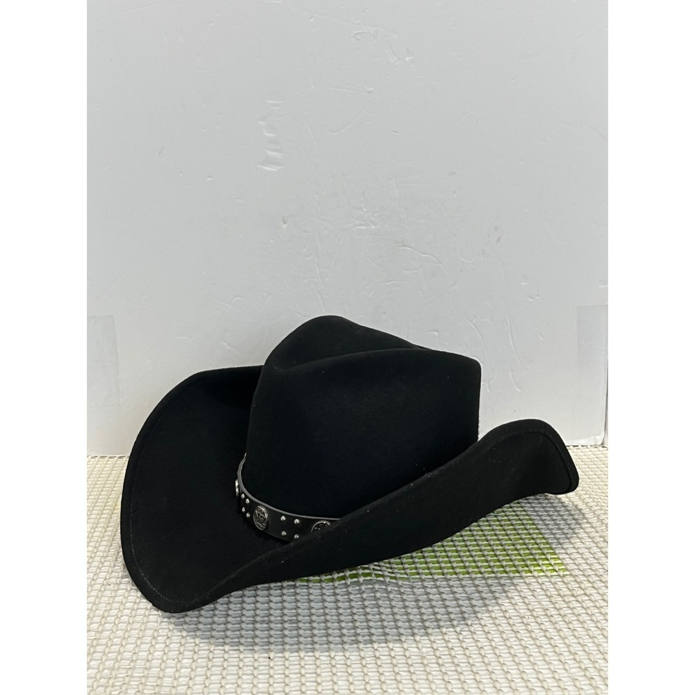 Jack Daniels Old 7 Black Wool Felt Western Cowboy Hat Studded Concho Band Mens M